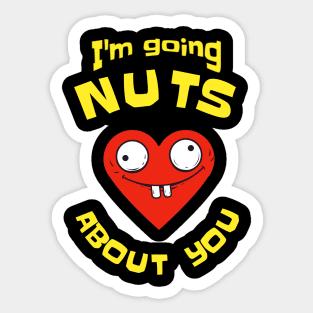 "Going Nuts" Funny Heart Love Valentine Sticker